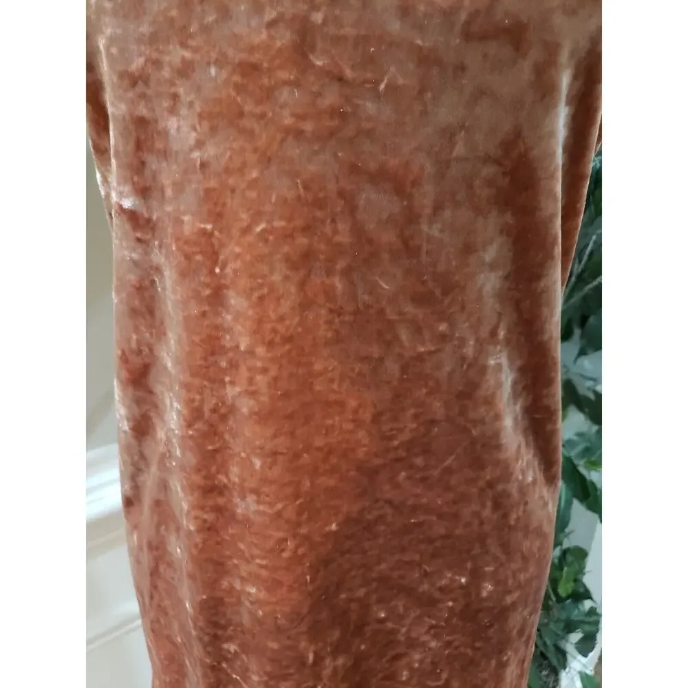 Madewell Crushed Velvet Mockneck Dress Orange Cream Size Small - Picture 3 of 12